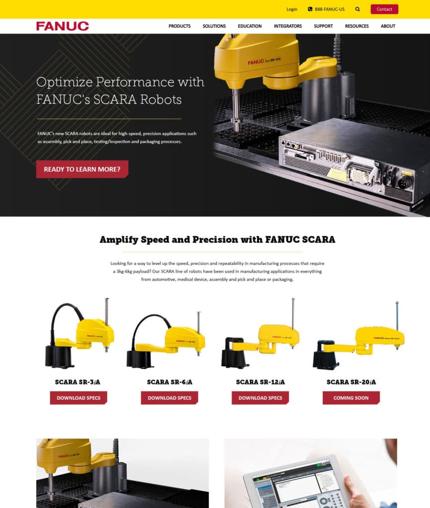 FANUC America Internal Page Example