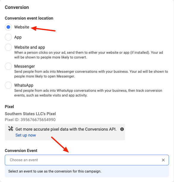 A screenshot of the option to choose a campaign objective when running a Facebook recruitment campaign.