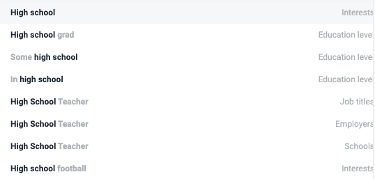 A screenshot of how to narrow down your audience when running a Facebook recruitment campaign.