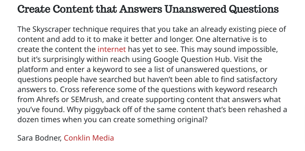An example of a featured insight and backlink on Terkel.
