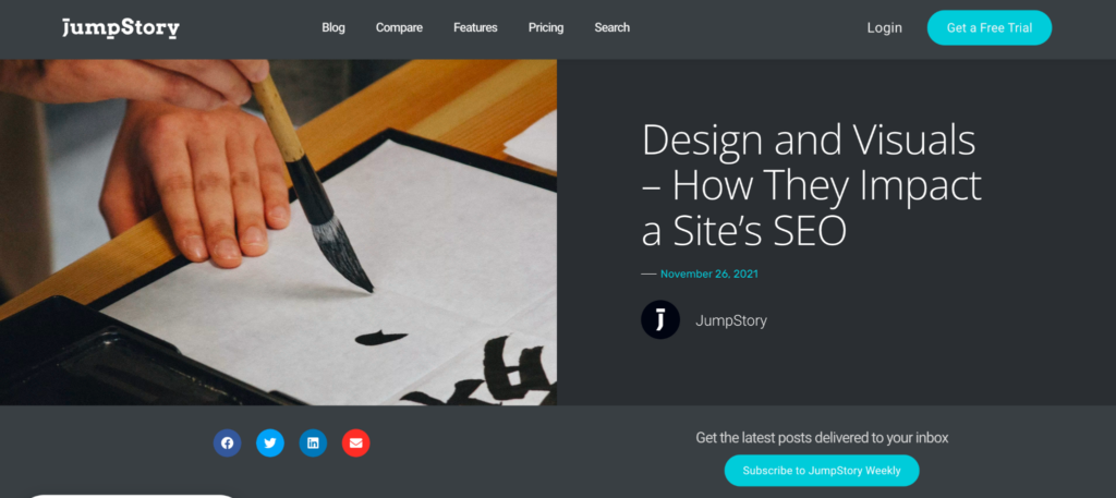 An example of a guest post titled design and visuals, how they impact a site’s SEO.