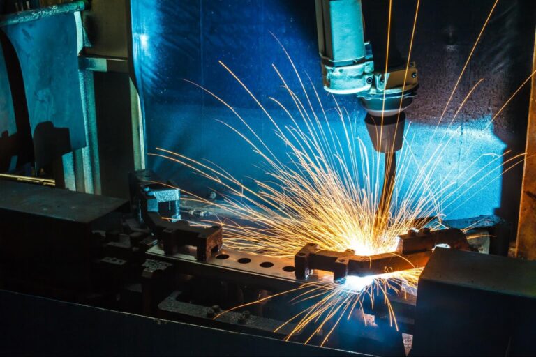 Manufacturing plant machines working on project from content marketing efforts