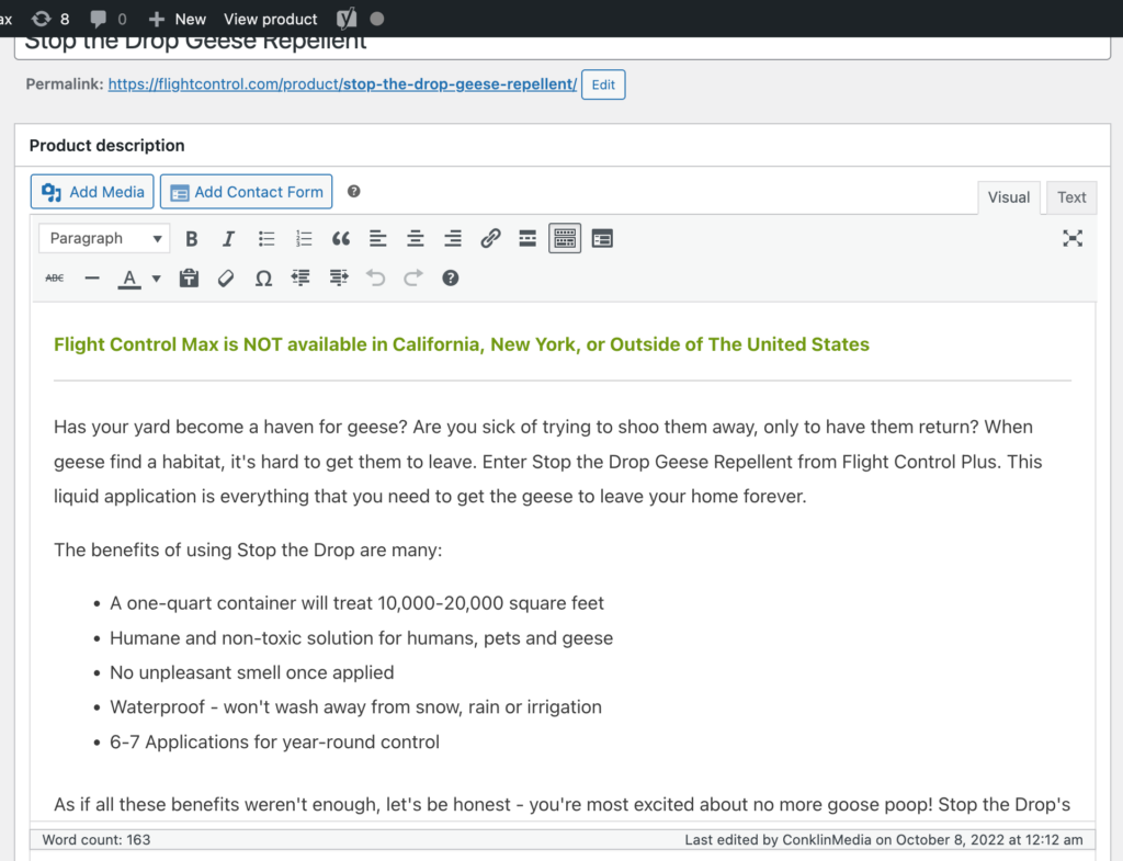 An example of on page ecommerce SEO