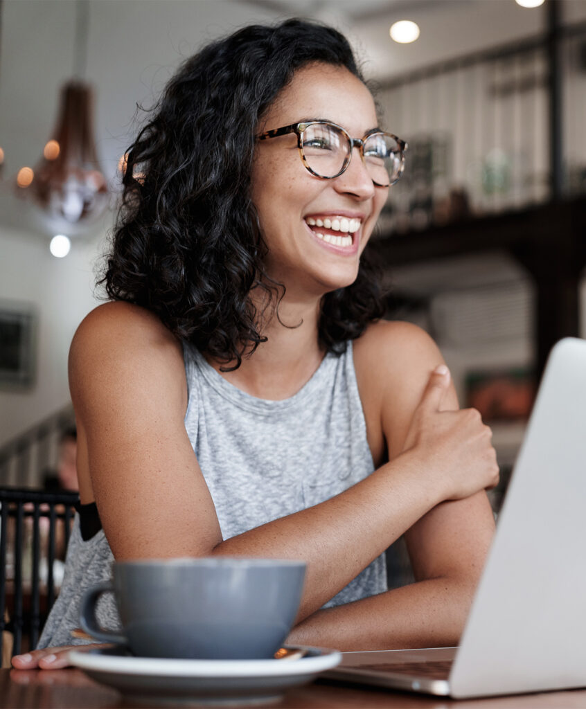 Woman searching for SEO services