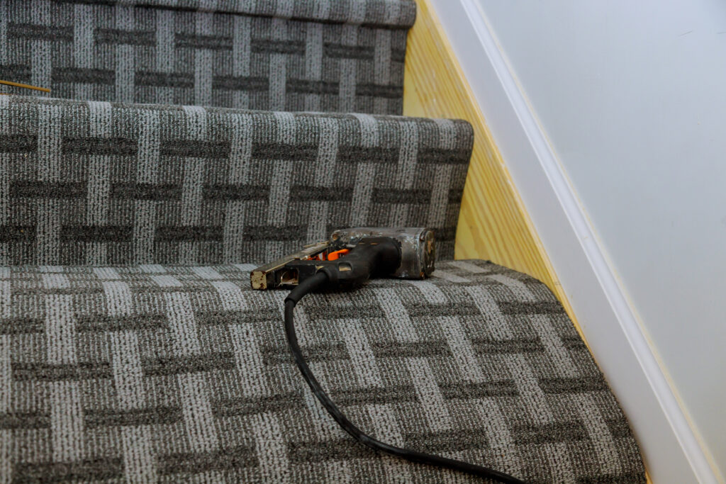 Carpet installation on stairs