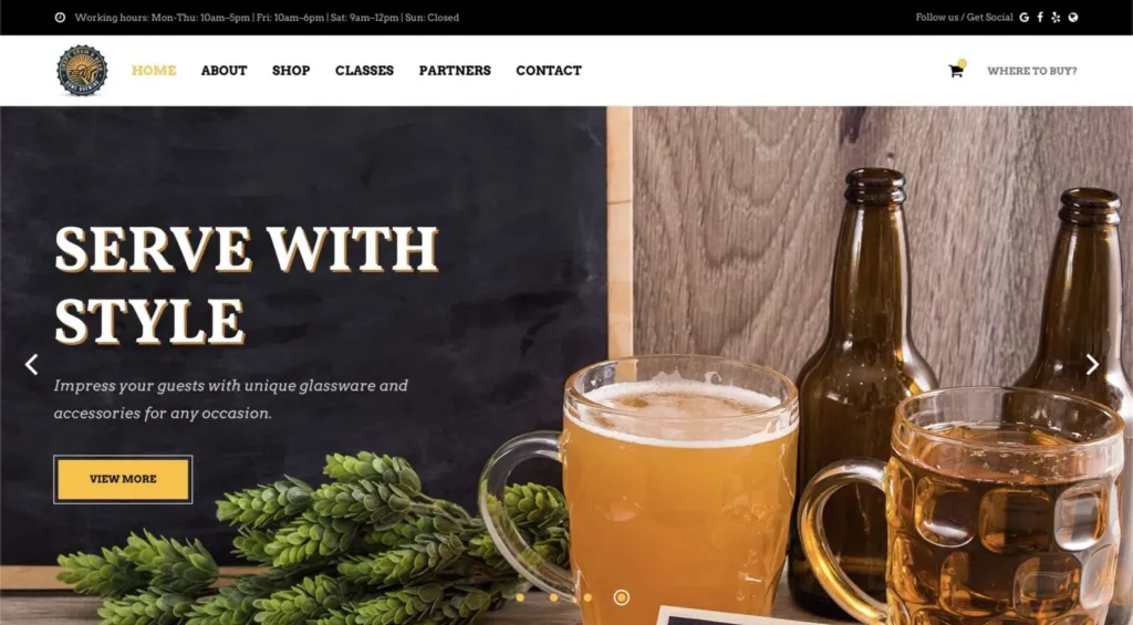 Beverage website design example